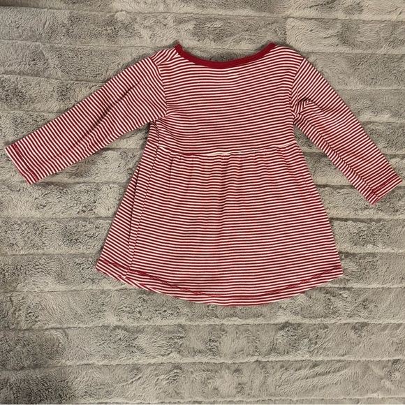 4T Red & White Striped Long Sleeve Shirt Dress, Bow, Organic Cotton - Picture 5 of 5